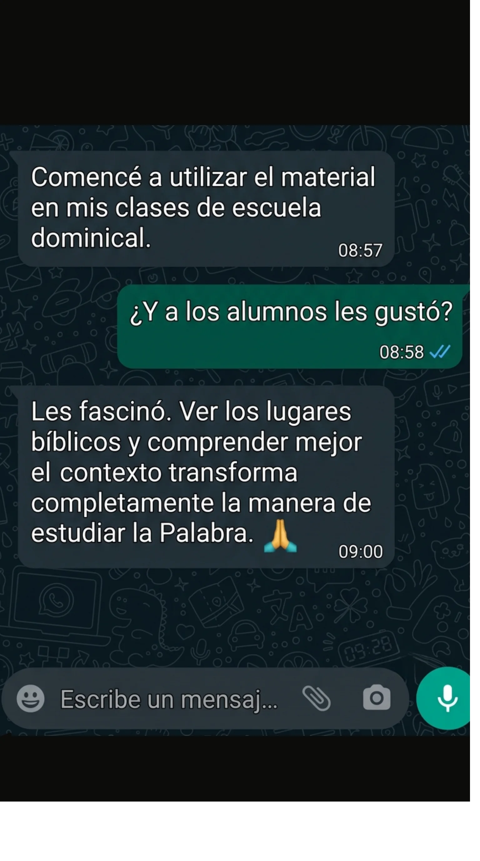 Depoimento de aluno